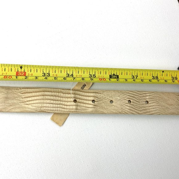 Vintage Belts By Lois Custom Made Embossed Leather Tan Belt  Sz 34" - 37.5" - Picture 13 of 16